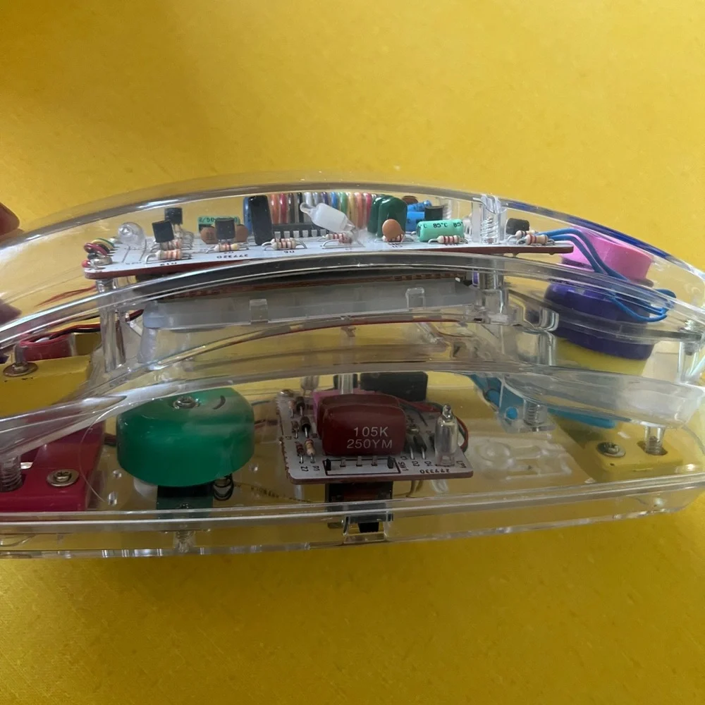 Vintage Transparent Multicolor Phone Clear Body with Rainbow Accents